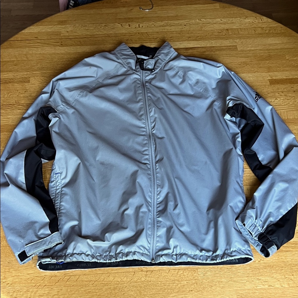 adidas Men's Light Gray and Black Windbreaker